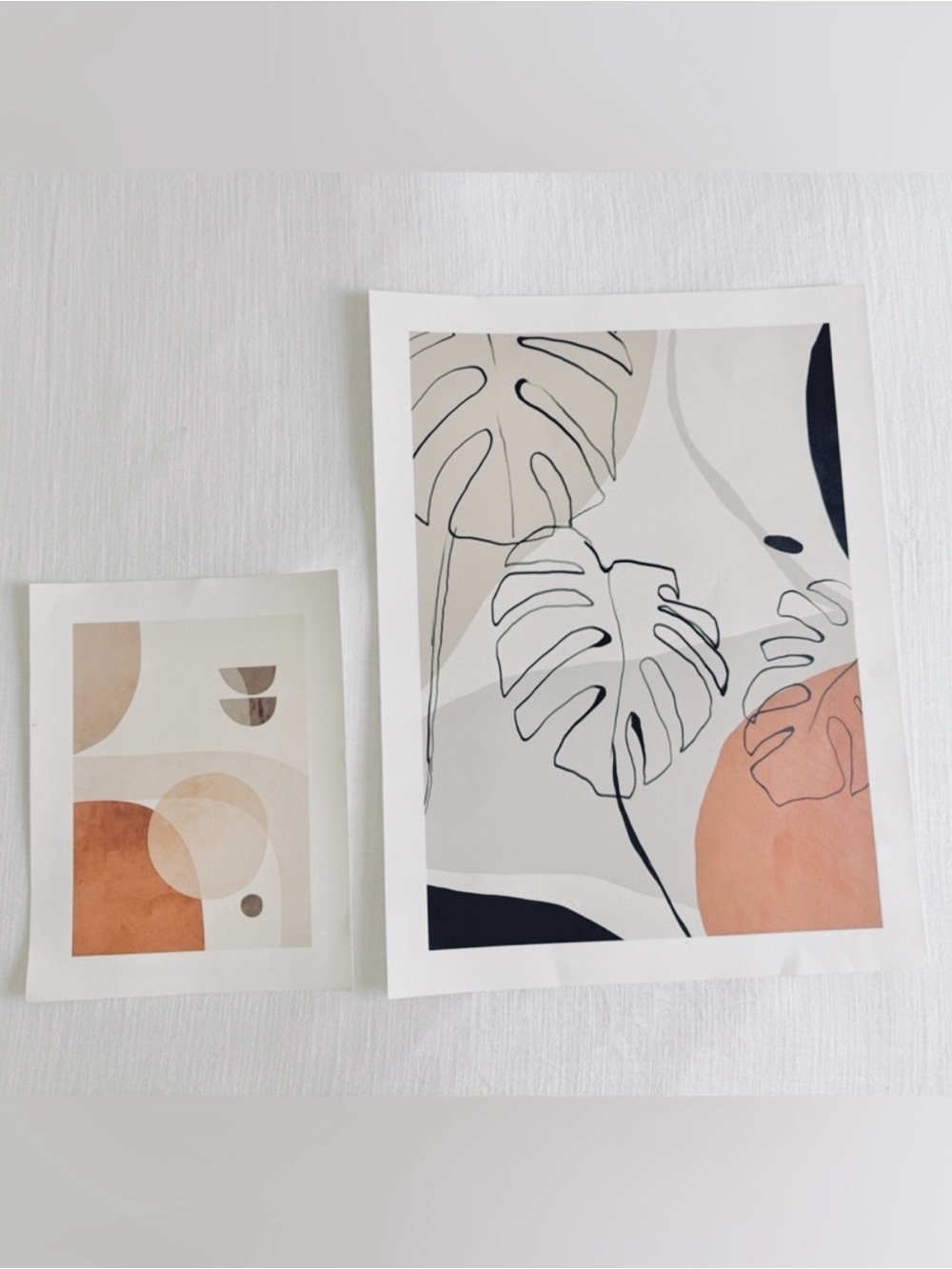 Set (2) society 6 boheme art prints neutral abstract sketches